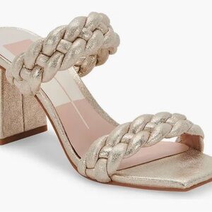 Gold Metallic Dolce Vita braided block heel sandals. EUC. Size 8.